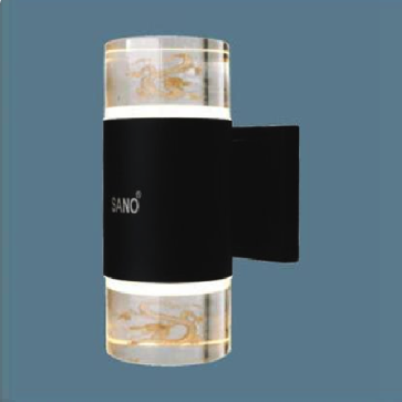SN - GC 2349: Đèn gắn tường ngoài trời - KT: Ø90mm x H210mm - Đèn LED 9W x 2 ánh sáng đổi 3 màu