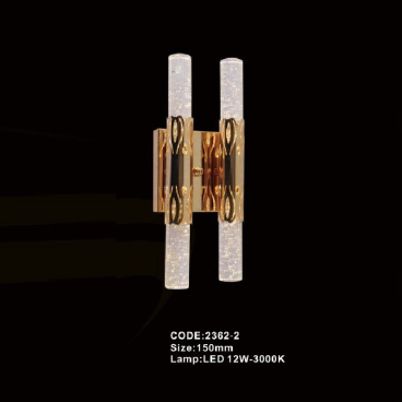 CODE: 2362/2: Đèn gắn tường đôi LED  - KT: 150mm - Đèn LED 12W ánh sáng vàng 3000K