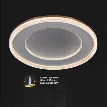 CODE: 2363/800: Đèn áp trần LED - KT: Ø800mm - Đèn LED 85W ánh sáng đổi 3 màu