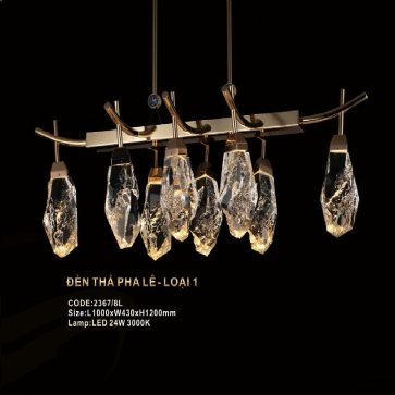 CODE: 2367/8L: Đèn thả LED Phale khối 8 tay - KT: L1000mm x W430mm x H1200mm - Đèn LED 24W ánh sáng vàng 3000K
