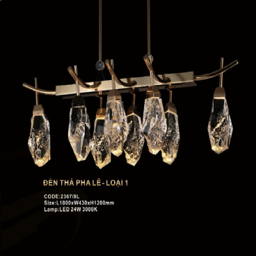 CODE: 2367/8L: Đèn thả LED Phale khối 8 tay - KT: L1000mm x W430mm x H1200mm - Đèn LED 24W ánh sáng vàng 3000K
