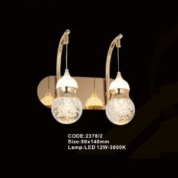 CODE: 2378/2: Đèn gắn tường đôi Phale LED - KT: 80mm x 140mm - Đèn LED 12W ánh sáng vàng 3000K