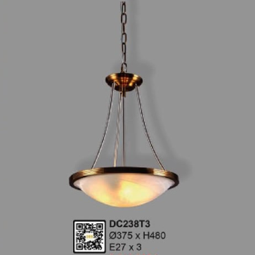 35 - DC238T3: Đèn thả chao thủy tinh - KT: Ø375mm x H480mm - Bóng đèn E27 x 3 bóng