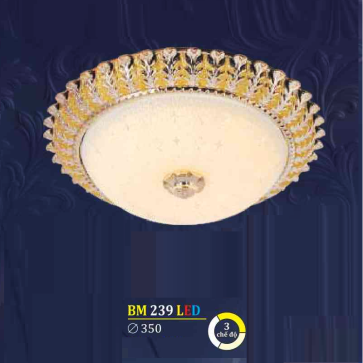 BM 239LED: Đèn ốp trần LED, chao thủy tinh - KT: Ø350mm - Đèn LED đổi 3 màu
