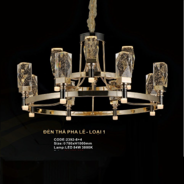 CODE: 2392/8+4: Đèn thả LED Phale khối 12 tay - KT: Ø780mm x H1000mm - Đèn LED 84W ánh sáng vàng 3000K