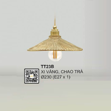 TT23B: Đèn thả đơn chao thủy tinh màu trà - KT: Ø230mm - Bóng đèn E27 x1