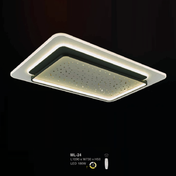 E - ML - 24: Đèn áp trần LED chữa nhật - KT: L1090mm x W730mm x H50mm  - Đèn LED 180W  ánh sáng đổi 3 màu - Remote