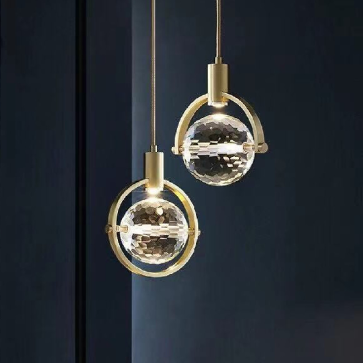 THCN 242: Đèn thả đơn, chóa thủy tinh khối - KT: Ø190mm x H900mm - Đèn LED ánh sáng vàng 3500K