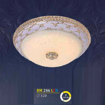 BM 246LED: Đèn ốp trần LED, chao thủy tinh - KT: Ø320mm - Đèn LED đổi 3 màu