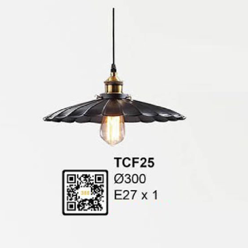 TCF25: Đèn thả đơn - KT: Ø300mm - Bóng đèn E27 x 1 bóng