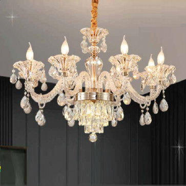 CNQT - 255: Đèn chùm nến 8 tay - KT: Ø750mm x H1000mm - Bóng đèn nến chân E14 x 8 bóng