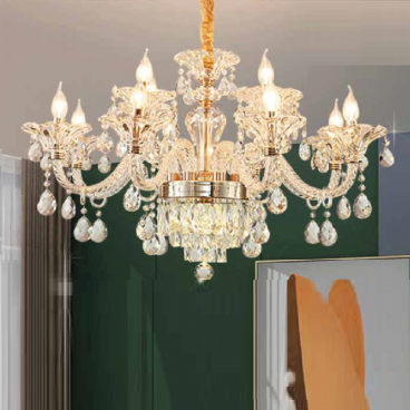 CNQT - 256: Đèn chùm nến 12 tay - KT: Ø850mm x H1000mm - Bóng đèn nến chân E14 x 12 bóng