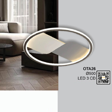 OTA26: Đèn áp trần LED Mica - KT: Ø500mm - Đèn LED đổi 3 màu
