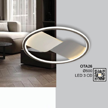 OTA26: Đèn áp trần LED Mica - KT: Ø500mm - Đèn LED đổi 3 màu