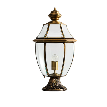 TD - 26: Đèn đầu trụ xi đồng  - KT: Ø250mm x H500mm - Bóng đèn E27 x 1