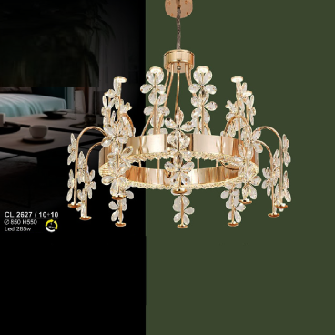 S - CL 2627/10+10: Đèn chùm thả LED phale  - KT: Ø850mm x H550mm - Đèn LED 285W ánh sáng đổi 3 màu