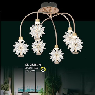 S - CL 2628/6: Đèn chùm thả LED phale  - KT: Ø650mm x H500mm - Đèn LED 90W ánh sáng đổi 3 màu