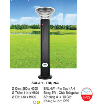 SOLAR - TRỤ 263: Đèn trụ sân vườn sử dụng NLMT