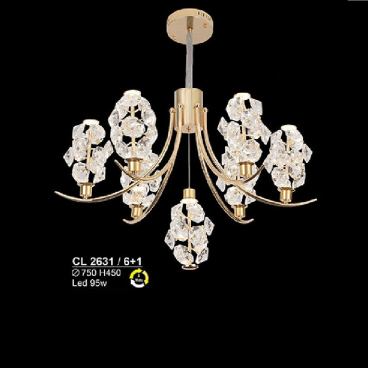 S - CL 2631/6+1: Đèn chùm thả LED phale  - KT: Ø750mm x H450mm - Đèn LED 95W ánh sáng đổi 3 màu