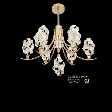 S - CL 2632/6+3+1: Đèn chùm thả LED phale  - KT: Ø820mm x H550mm - Đèn LED 125W ánh sáng đổi 3 màu