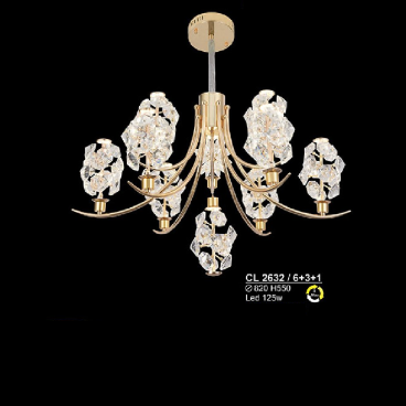 S - CL 2632/6+3+1: Đèn chùm thả LED phale  - KT: Ø820mm x H550mm - Đèn LED 125W ánh sáng đổi 3 màu