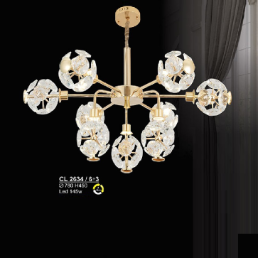 S - CL 2634/6+3: Đèn chùm thả LED phale  - KT: Ø780mm x H450mm - Đèn LED 145W ánh sáng đổi 3 màu