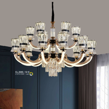 S - CL 2646/12+6: Đèn chùm LED 18 tay - KT: Ø970mm x H580mm - Đèn LED ánh sáng đổi 3 màu