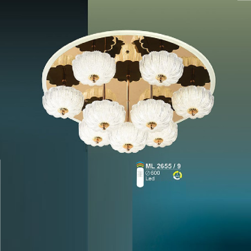 S - ML 2655/9: Đèn áp trần LED 9 tay - KT: Ø600mm - Đèn LED  đổi 3 màu