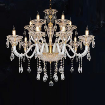 CNQT - 266: Đèn chùm nến 15 tay - KT: Ø900mm x H1200mm - Bóng đèn nến chân E14 x 15 bóng