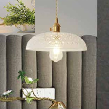 THCN 267: Đèn thả đơn, chao thủy tinh - KT: Ø250mm x H900mm  - Bóng đèn LED x 1 bóng