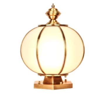 TCD - 27- 21: Đèn đầu trụ đồng - KT: Ø250mm ( chân đế Ø180mm ) x H300mm - Bóng đèn E27 x 1