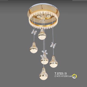 T 2723/5: Đèn thả LED 5 bóng - KT: Ø470mm x H1200mm - Đèn LED đổi 3 màu