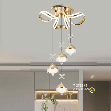 T 2732/4: Đèn thả LED 4 bóng - KT: Ø550mm x H1200mm - Đèn LED đổi 3 màu
