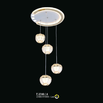 T 2749/4: Đèn thả LED 4 bóng - KT: Ø400mm x H1000mm - Đèn LED đổi 3 màu