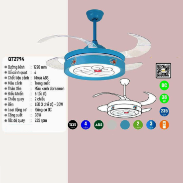 QT2794: Quạt trần đèn LED