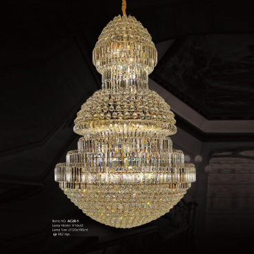 AC 28-1: Đèn chùm Phale - KT: Ø1200 mm x H1900mm - Bóng đèn chân E14 x 32 bóng