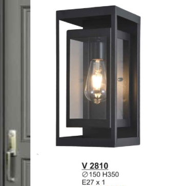V 2810: Đèn gắn tường ngoài trời - KT: L150mm x W150mm x H350mm - Bóng đèn E27 x 1 bóng