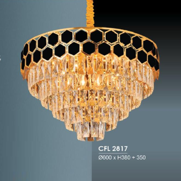 HF - CFL 2817: Đèn thả Phale - KT: Ø600mm x H380mm + 350mm - Đèn chân E14 x 10 bóng