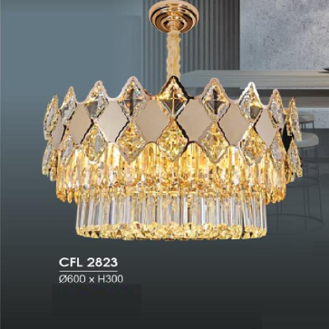 HF - CFL 2823: Đèn thả Phale - KT: Ø600mm x H300mm - Bóng đèn chân E14 x 15 bóng