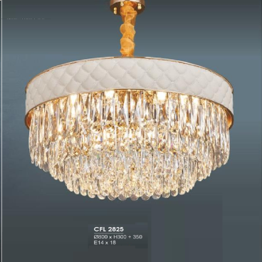 HF - CFL 2825: Đèn thả Phale - KT: Ø800mm x H300mm + 350mm - Bóng đèn chân E14 x 18 bóng