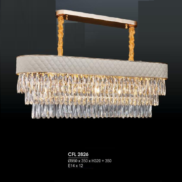 HF - CFL  2826: Đèn thả Phale - KT:L950mm x W350mm x H320mm + 350mm - Đèn chân E14 x 12 bóng