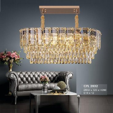 HF -  CFL  2832: Đèn thả Phale ngang - KT: L850mm x W320mm x H260mm - Bóng đèn E14 x 12 bóng
