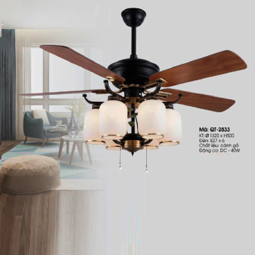 QT - 2833: Quạt trần  đèn 5 cánh