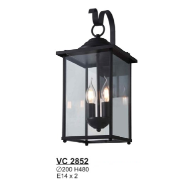VC 2852: Đèn gắn tường ngoài trời - KT: Ø200mm x H480mm - Bóng đèn E14 x 2 bóng