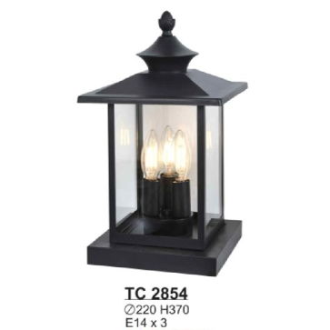 TC 2854: Đèn gắn đầu trụ - KT: Ø220mm x H370mm - Bóng đèn E14 x 3 bóng