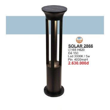 SOLAR 2866: Đèn trụ sân vườn sử dụng NLMT