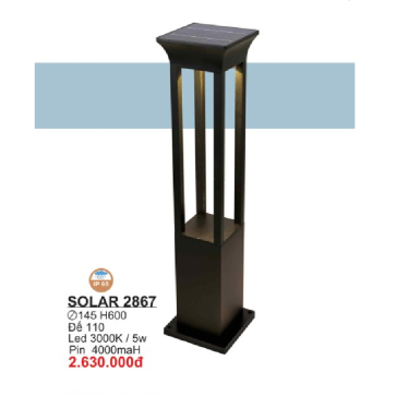 SOLAR 2867: Đèn trụ sân vườn sử dụng NLMT