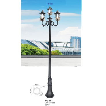 TRỤ 289: Đèn trụ sân vườn chất liệu hợp kim 4 bóng - Cao 4000mm