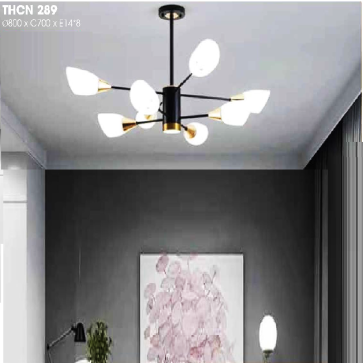THCN 289: Đèn chùm thả 8 bóng chao thủy tinh - KT: Ø800mm x H700mm - Đèn E14 x 8 bóng
