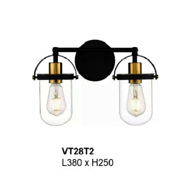 35 - VT28T2: Đèn gắn tường 2 bóng - KT: L380mm x H250mm - Bóng đèn chân E27 x 1 bóng